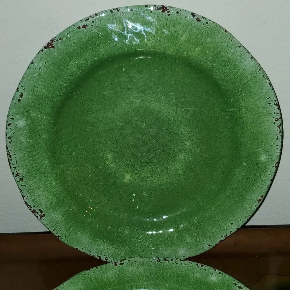 Pier 1 Carmelo Green Crackle Melamine Dinner Plate 11
